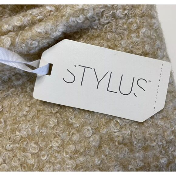 Stylus Sherpa Look Cream/Tan Jacket w/ Faux Leather Trim Size Large - Picture 12 of 12